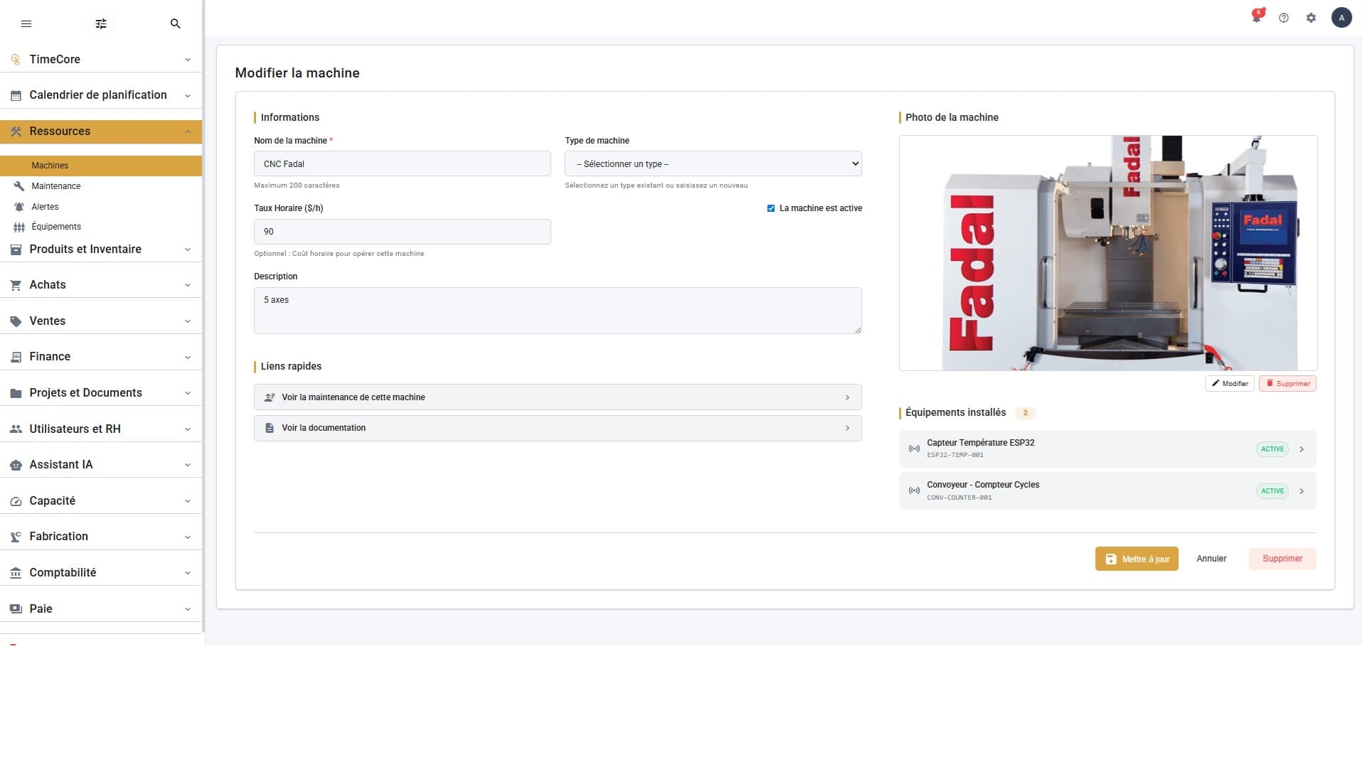 Gestion des machines